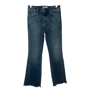 Free People Women's Raw Hem Studded Flare Blue Jeans Size 26